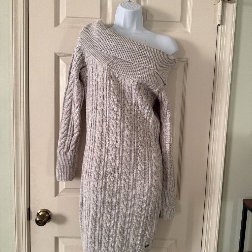 Guess Gray Off Shoulder Long Sleeve Sweater Dress XS New